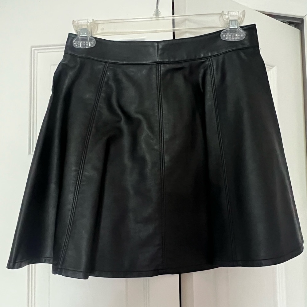 H&M Mini Flare Leather Skirt.